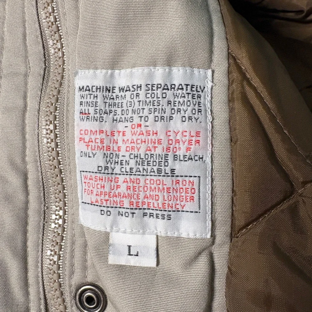 Towne by London Fog Mens Tan Khaki Quilted Lined Field Jacket Coat Size L